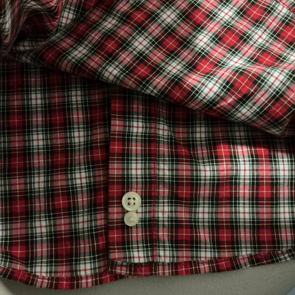 Ralph Lauren Custom Fit Plaid Oxford Shirt Men's L Red Green Tartan Button Down - Picture 8 of 8